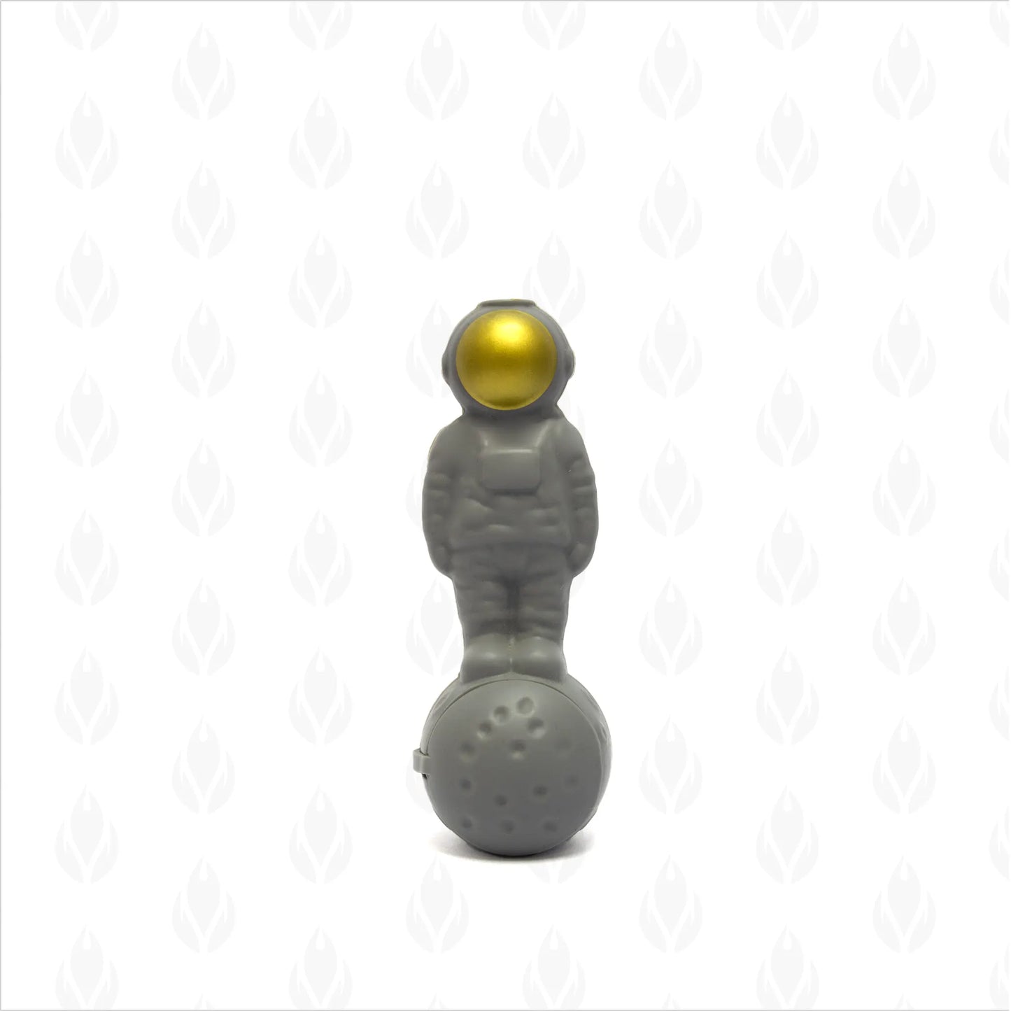 Pipa de silicona con forma de astronauta en tonos de gris y dorado