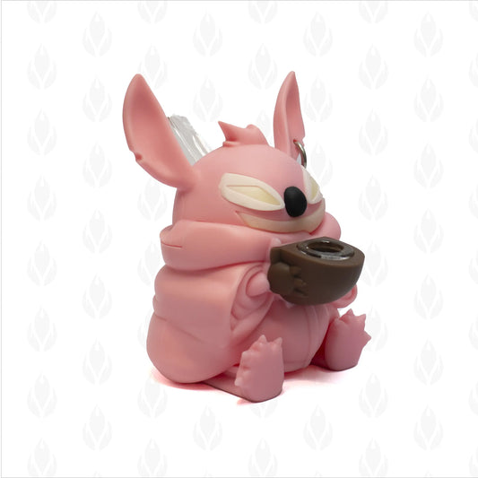 Bong de silicona con diseño de conejo punk en color rosa