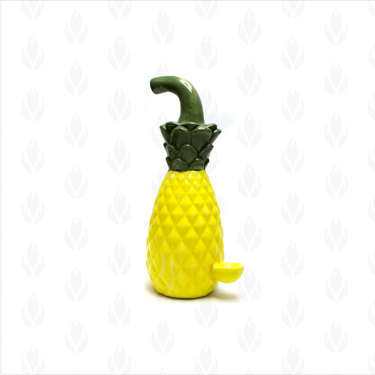 Imagen de pipa para fumar mota de cerámica amarilla con forma de piña
