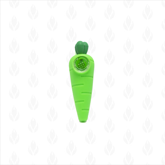 Pipa de silicon en forma de zanahoria verde con bowl de cristal